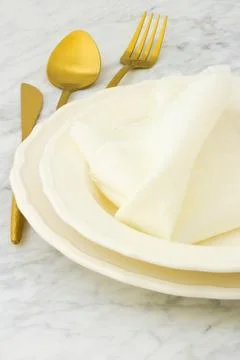 Fancy dinner table setting Stock Photos