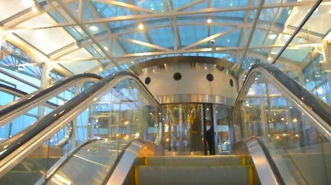 Fancy Escalator Going Up Stock Footage 19401798