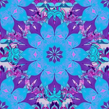 Fancy fabric pattern. Seamless floral pattern with flowers, watercolor. Vector p Stock Illustration
