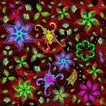 Fancy fabric pattern. Seamless floral pattern with flowers, watercolor. Vector p Stock Illustration