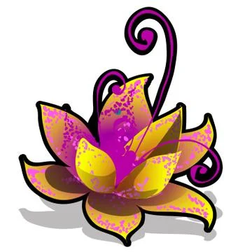 Fancy flower isolated on white background. Vector cartoon close-up illustration. Stock Illustration