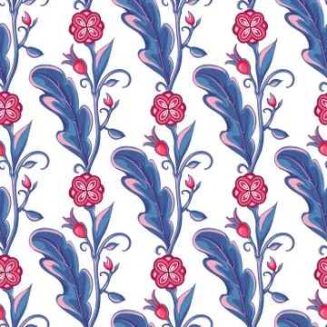 Fancy flowers seamless pattern. Floral decorative vector background Stock Illustration