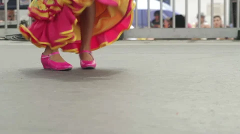 Fancy foot-work of a young female flamenco dancers Stock Footage 40648632
