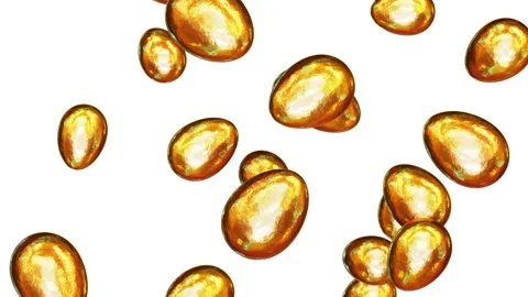 Fancy gold Easter eggs falling from the top looping 3D animation with alpha Video stock 204779418