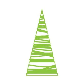 Fancy green tree silhouette with conical crown Stock Illustration