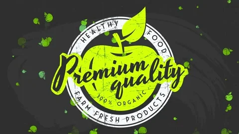 Fancy healthy organic fruit presentation with retro texture writing on black Stock Footage 130670838