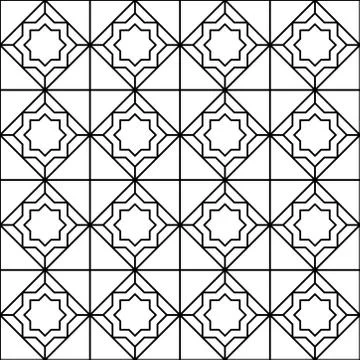 Fancy hexagonal linear star seamless design illustration. abstract geometric  Stock Illustration