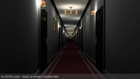 Fancy Hotel Corridor Ready to Render 3D Model