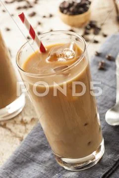 Fancy iced coffee with cream Stock Photos