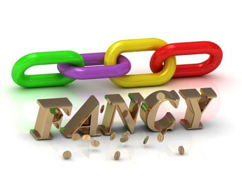 FANCY- inscription of gold letters and green, yellow, red section of the chai Illustrazione stock