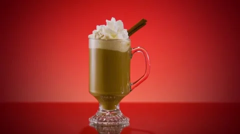 Fancy Latte with red background Stock Footage 63697737