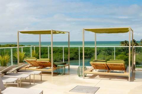Fancy Lounge Chairs on a Rooftop Stock Photos