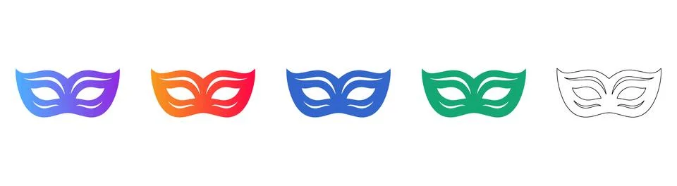 Fancy Masquerade Mask Graphic Set Stock Illustration