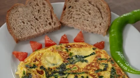 Fancy omelet close-up Stock Footage 183558753