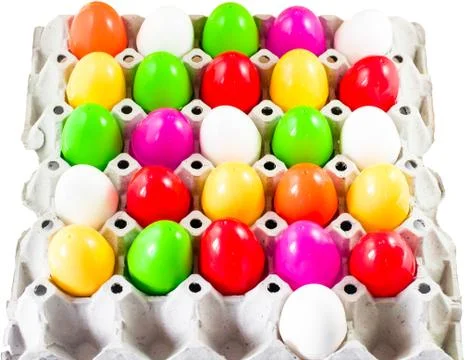 Fancy or colorful of egg in spawn box with white background. soft focus Stock Photos