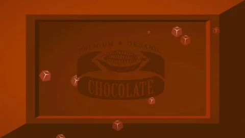 Fancy organic cocoa bar mark concept art with brown pod detailed over tan 3d Stock Footage 132613139