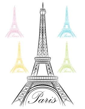 Fancy Paris Eiffel Tower Icon Stock Illustration