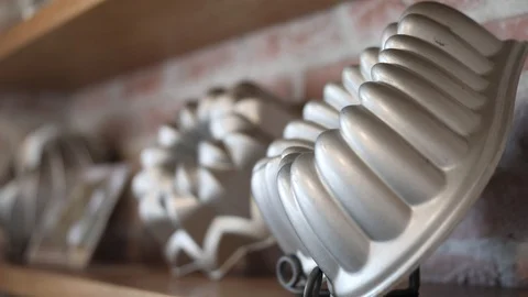 Fancy Pastry Cake Pans Stock Footage 129045770