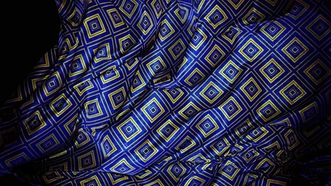 Fancy pattern blue dark cloth as fly away opener 3D animation with alpha Stock Footage 169696197