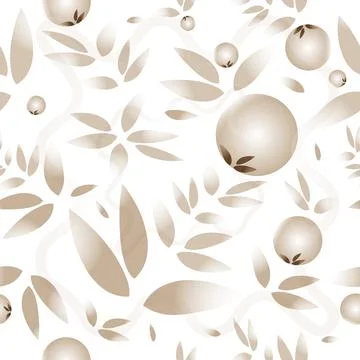 A fancy pattern of many leaves and stylized fruits. イラスト素材