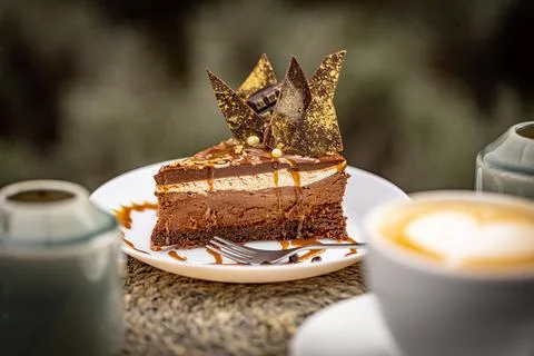 Fancy piece of chocolate cake Stock Photos