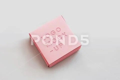 Fancy pink box debossed logo mockup PSD Template