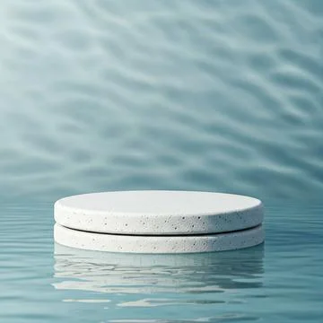 A fancy podium surrounded by water and caustics Stock Photos