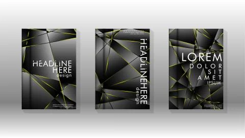 Fancy polygon cover pattern background design. yellow triangle line Stock Illustration