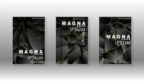 Fancy polygon cover pattern background design. yellow triangle line Stock Illustration