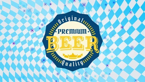 Fancy quality craftsmanship distillery beer with a rippled pointed circular mark Stock Footage 129272082