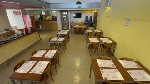 Fancy Restaurant Tables 4k Stock Footage 218263209