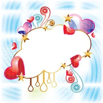 Fancy retro cloud love banner, eps10 vector illustration Stock Illustration