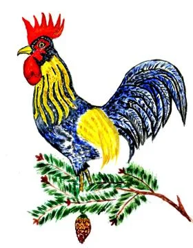 Fancy Rooster Art Stock Illustration