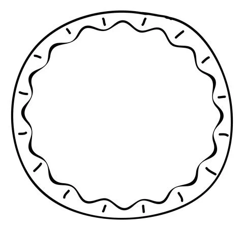 Fancy round frame in hand drawn doodle style Stock Illustration