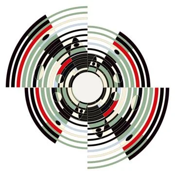 A fancy rounded shape made of colored elements. 스톡 일러스트