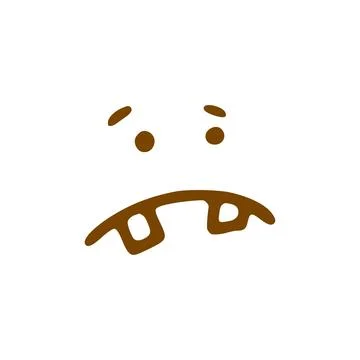 Fancy sad face doodle icon. Emoticon in hand drawn style isolated on white ba Stock Illustration
