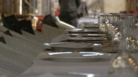 Fancy settled table in Fortress Lovrijenac, Dubrovnik, Croatia Stock Footage 58997928