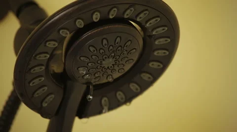 Fancy shower head turning on, extreme close up Stock Footage 67275541