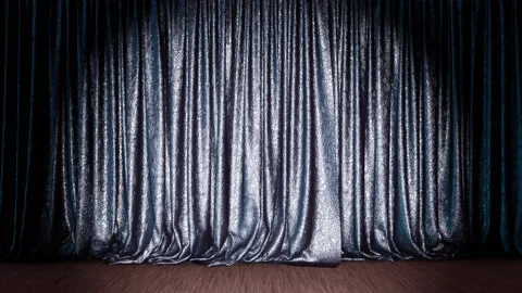 Fancy silver stage curtain 3D animation Stock Footage 144566331