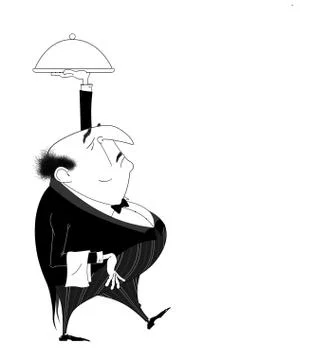 Fancy snooty waiter Stock Illustration