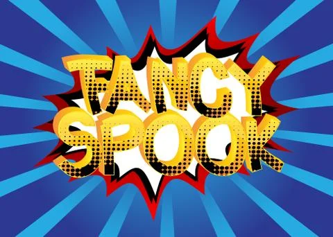 Fancy Spook Comic book style cartoon words on abstract colorful comics backgr Stock-Illustration