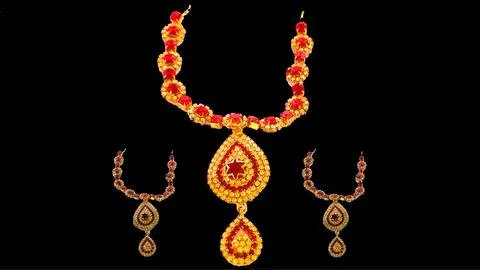 A fancy stone chain with a black background Stock Photos