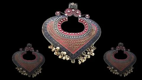 A fancy stone chain with a black background Stock Photos