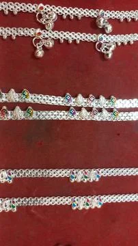 Fancy stone silver payal Stock Photos
