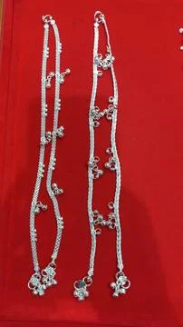 Fancy stone silver payal Stock Photos