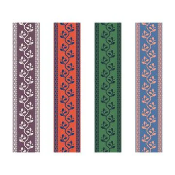 Fancy strap border leaves pattern design tapes. Stock Illustration