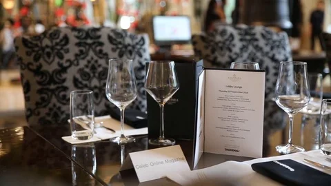 Fancy table dining day setting Stock Footage 77604658