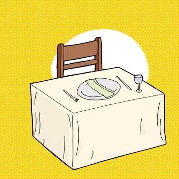 Fancy table over yellow Stock Illustration