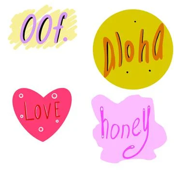 Fancy text for banners off and aloha love and honey creative illustration Stock Illustration