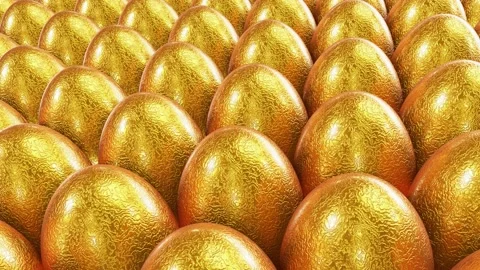 Fancy textured gold Easter eggs looping 3D animation Stock Footage 168973772